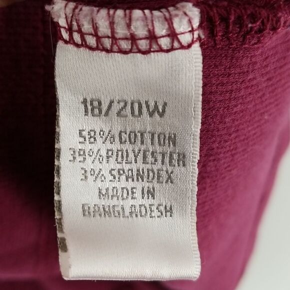 Gitano Blouse Women's Size 18/20W Burgundy 3/4 Sleeve V-Neck Stretch Office - Picture 6 of 9